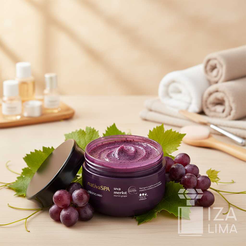 Esfoliante Corporal Nativa Spa Uva Merlot 180g – Exfoliation Douce, Hydratation et Fermeté pour la Peau