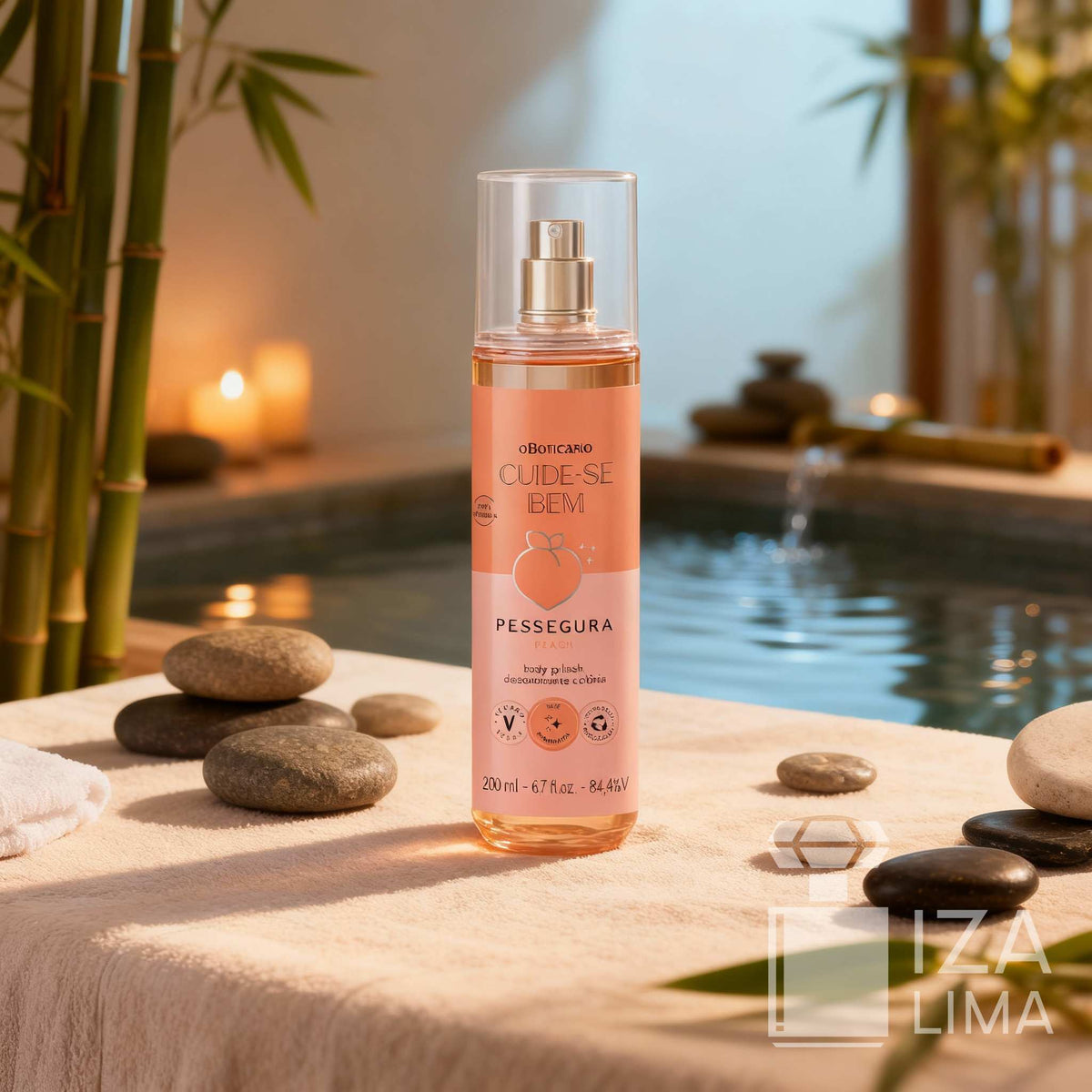 Body Splash Desodorante Colônia Cuide-se Bem Pessegura 200ml