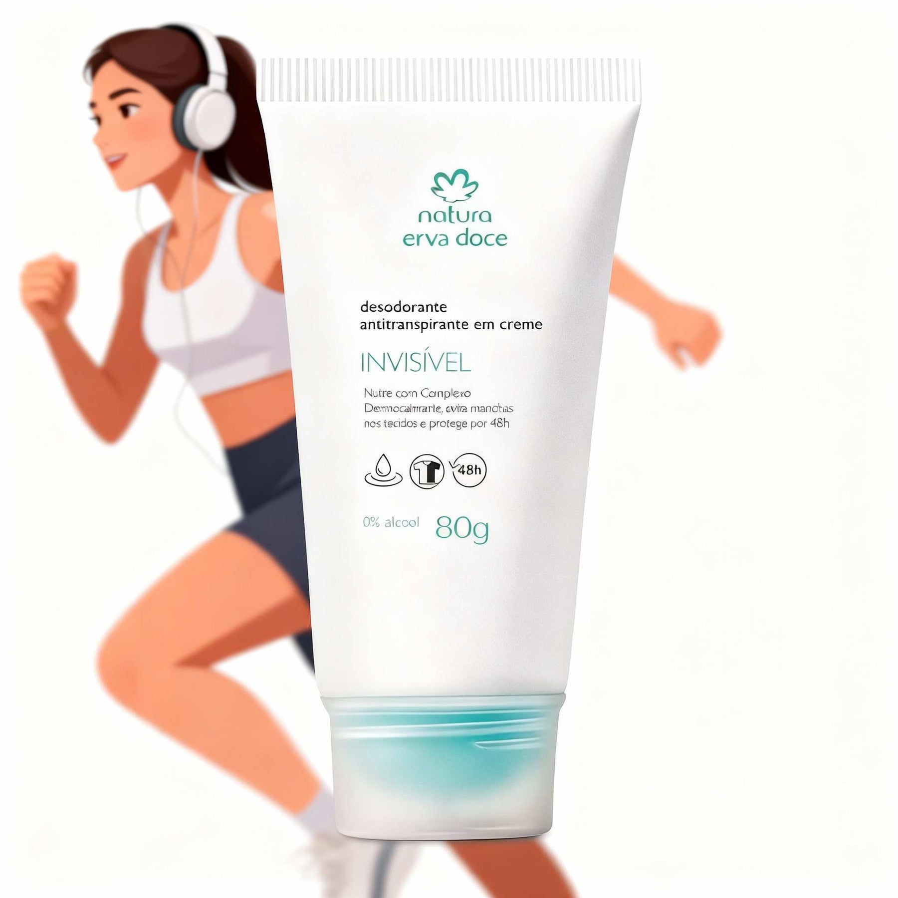 Antitranspirante Natura Erva Doce em Creme Invisível 48h 80g