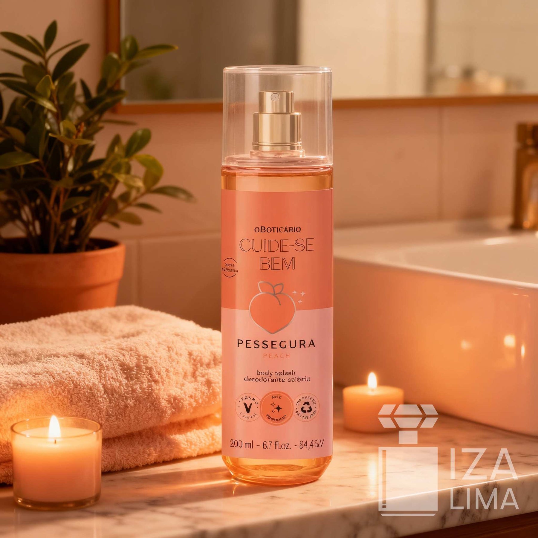 Body Splash Desodorante Colônia Cuide-se Bem Pessegura 200ml