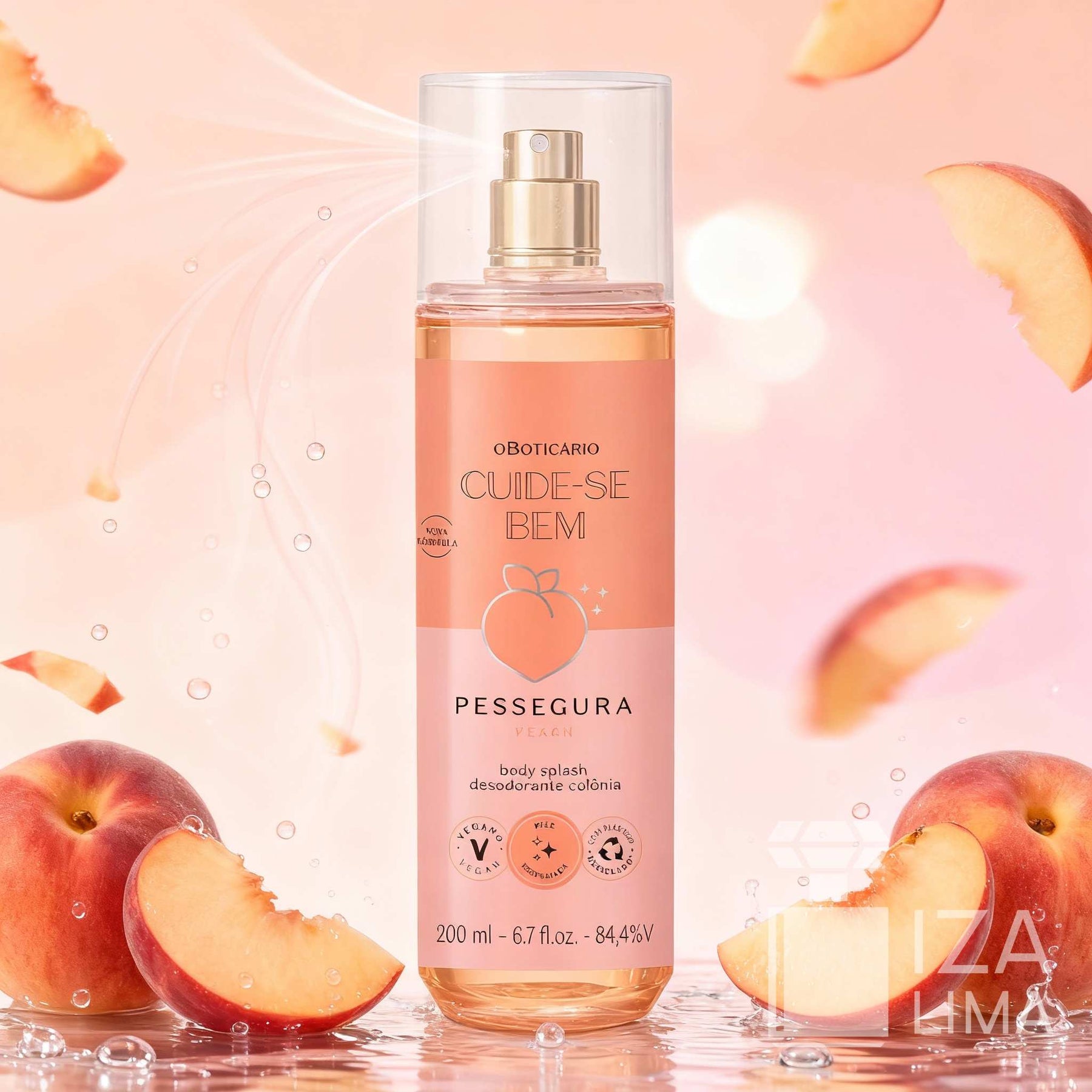 Body Splash Desodorante Colônia Cuide-se Bem Pessegura 200ml